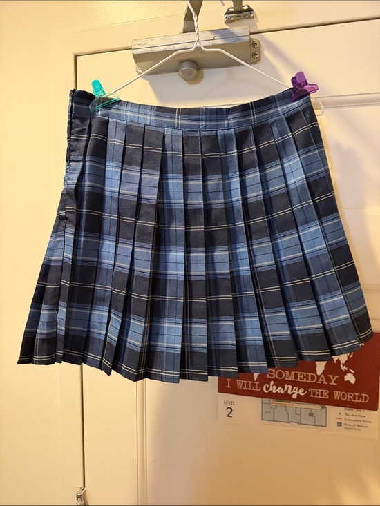 Urban Coco Dresses & Skirts - Pleated Mini Skirt in Navy and Light Blue Plaid